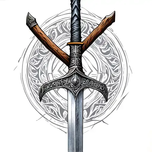 wooden rudius sword from Gladiator tattoo design idea