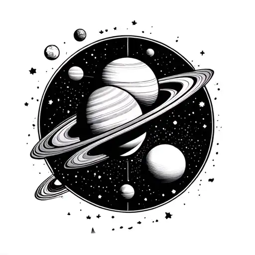 solar system sleeve tattoo design idea
