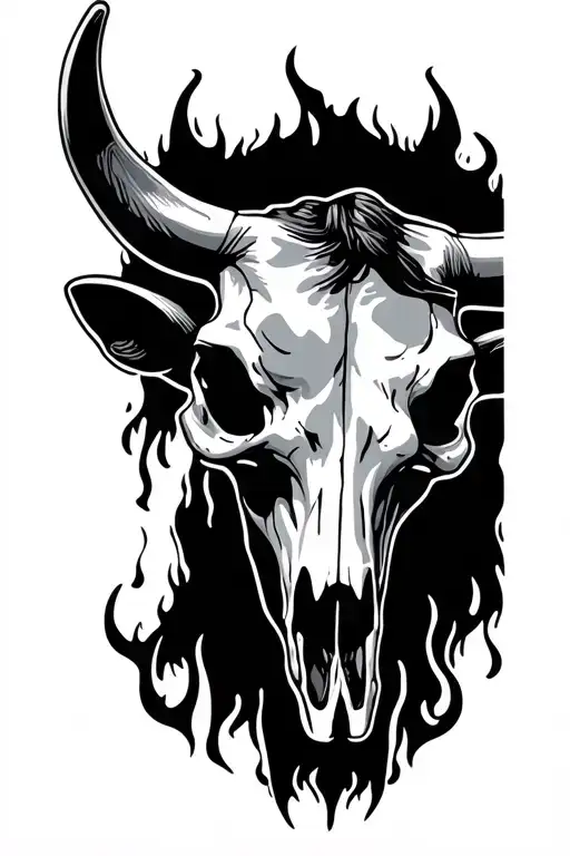 steer skull and Weastern tattoo design idea
