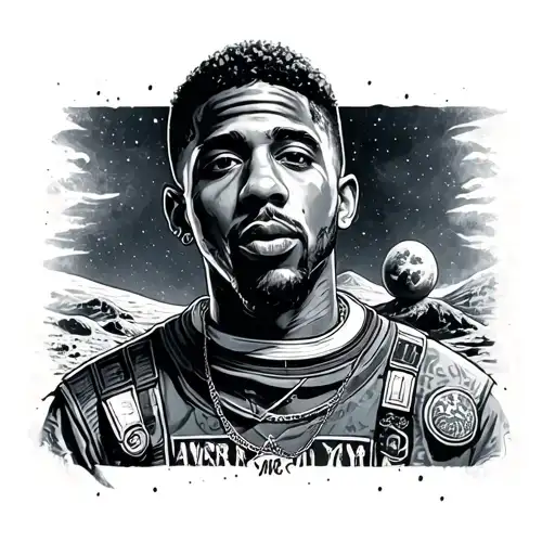 kid cudi man on the moon tattoo design idea