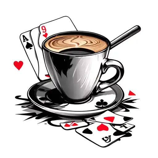 not realism, but something related to poker, coffe lover, workaholic tattoo design idea