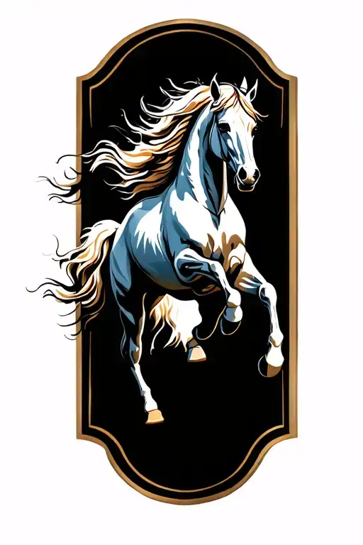 white horse jumping tattoo design idea