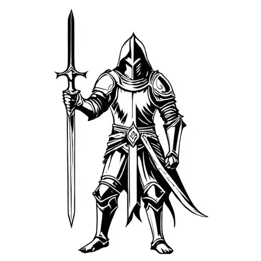 guardian knight holding a sword tattoo design idea