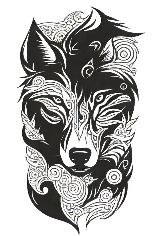 wolf head tattoo design idea