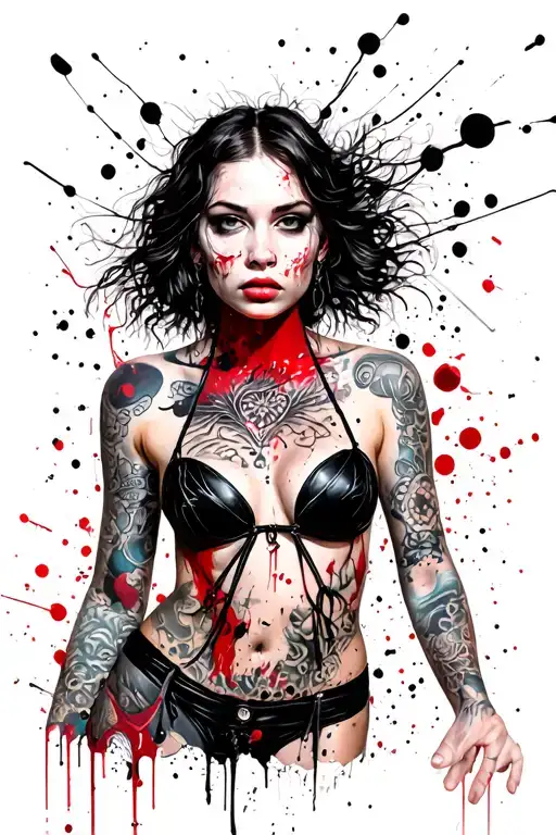 Sexy Pale Girl, Petite, Big Boobs, Wide Hips, G-string. Messy Hair, Sexual.... Tattoo tattoo design idea