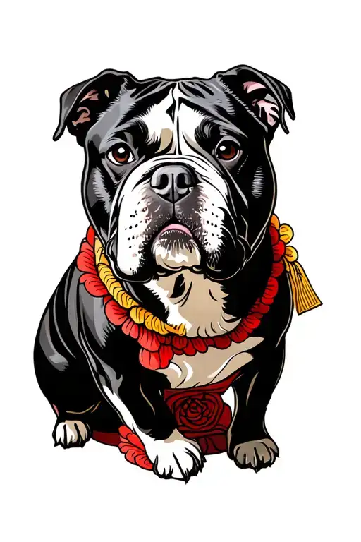 Japanese american Bulldog tattoo design idea