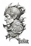 Julius Caesar and the letters 平和と心 tattoo design idea