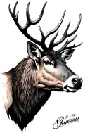 elk head tattoo design idea