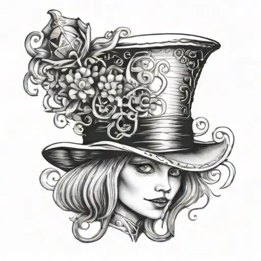 Alice in Wonderland hat tattoo design idea