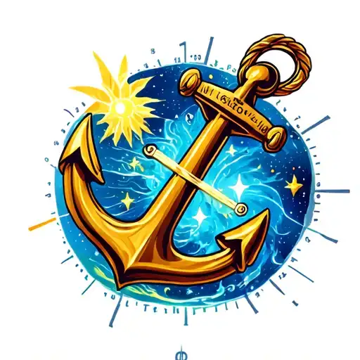 nautical anchor with the coordinates 43.9137399, -76.1247168 and an element of astronomy maybe some stars tattoo design idea