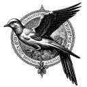 spread winged swallow and Saint Christopher medallion tattoo design idea
