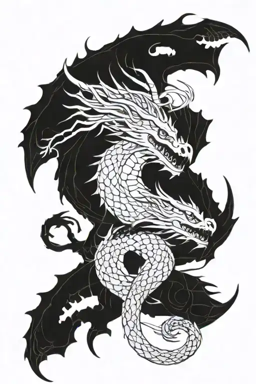 death and dragon tattoo design idea