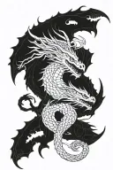 death and dragon tattoo design idea