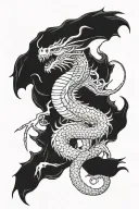 death and dragon tattoo design idea