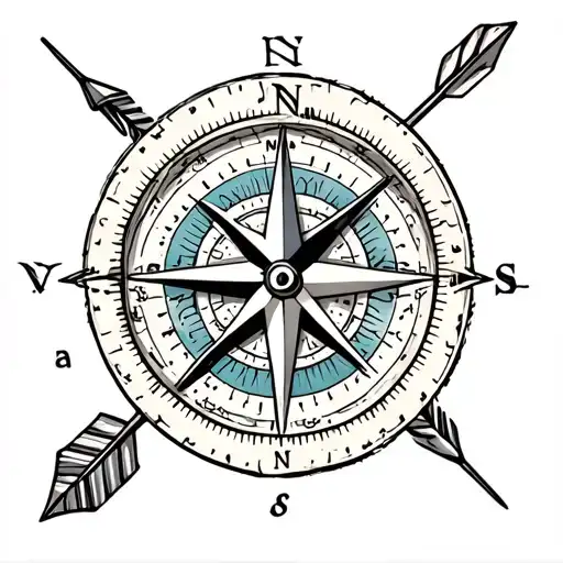 compass and arrows tattoo design idea
