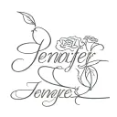 the name Jennifer with a thin and cursive font with the r followed with a rose and two petals in the stem tattoo design idea