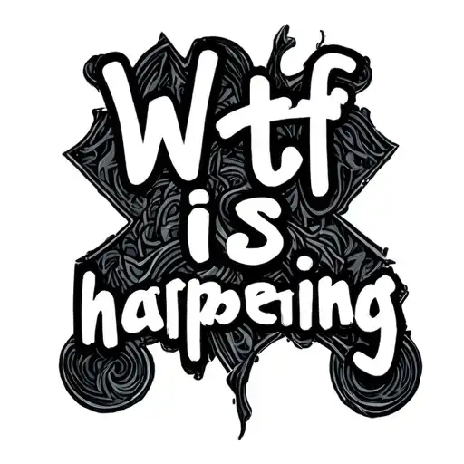  the text 'wtf is happening' in the shape of a question mark  tattoo design idea