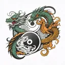 yin Yang symbol with Chinese dragon wrapped tattoo design idea
