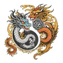 yin Yang symbol with Chinese dragon wrapped tattoo design idea