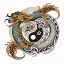 yin Yang symbol with Chinese dragon wrapped tattoo design idea