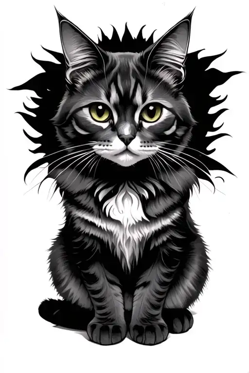 gothic cat sitting tattoo design idea