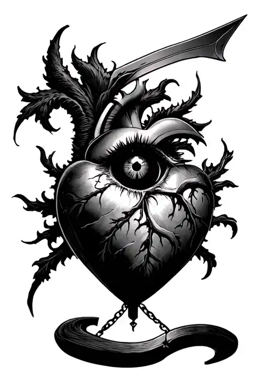 Incorporation of the swinging pendulum blade from the pit and the pendulum, the unsettling eye from the tell-tale heart  tattoo design idea
