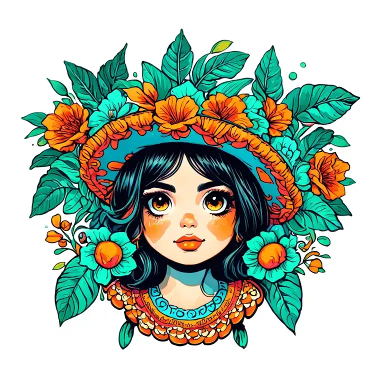 mexican cutie (orange) tattoo design idea