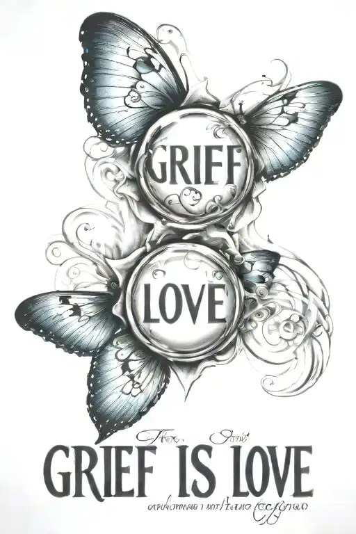 Bubble Letters Of The Phrase "grief Is Just Love Letting Go" tattoo design idea