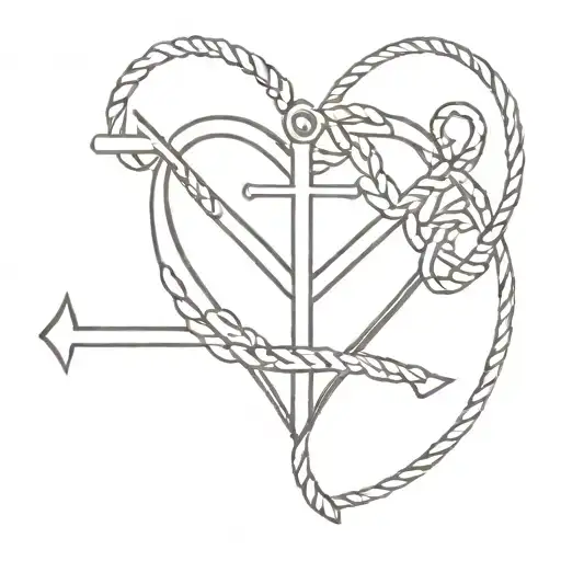 Cross anchor heart intertwined tattoo design idea