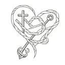 Cross anchor heart intertwined tattoo design idea