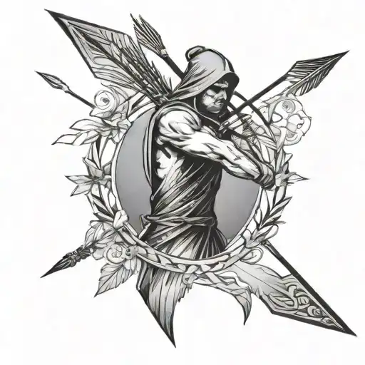 arrow with St. Sebastian, fore arm tattoo design idea