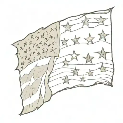 American flag torn in half tattoo design idea