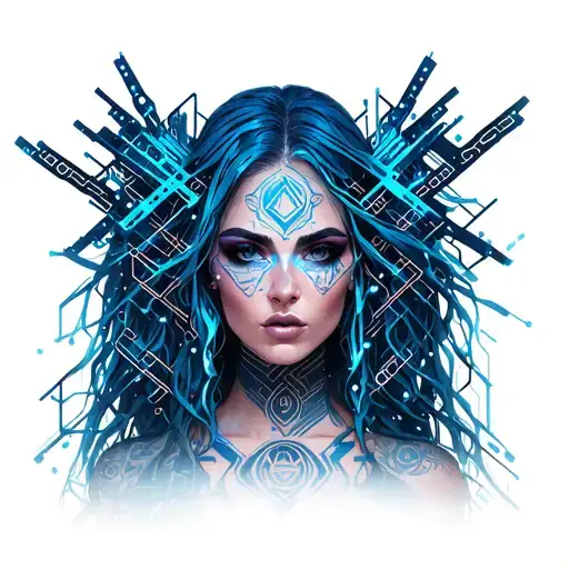 nyx goddess blue hair tattoo design idea