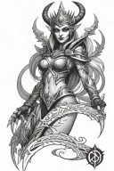 queen of pain dota 2 hero tattoo design idea