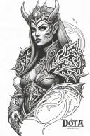 queen of pain dota 2 hero tattoo design idea