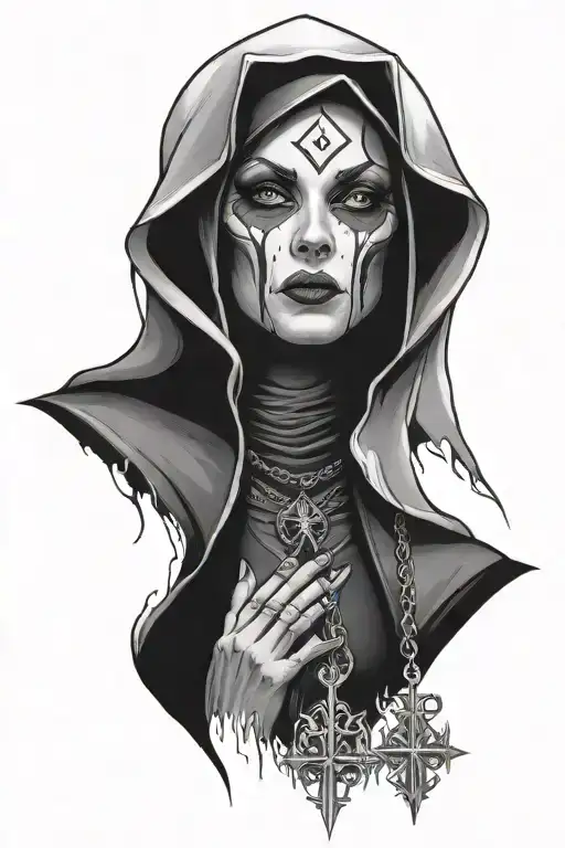 evil nun pretty tattoo design idea