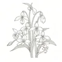 snowdrops, violets, lily of the valley, narcissus, and hollys tattoo design idea
