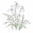 snowdrops, violets, lily of the valley, narcissus, and hollys tattoo design idea