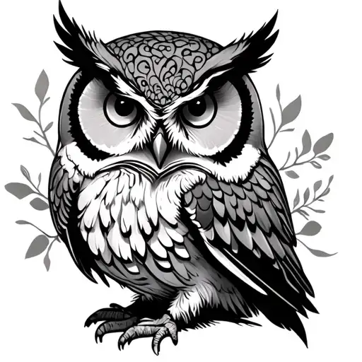 owl, kayla, half sleeve tattoo design idea