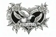 love hate trauma break free tattoo design idea