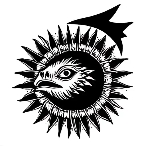 sun and pike tattoo design idea
