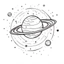 space surrounded by planets tattoo design idea