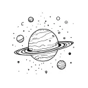 space surrounded by planets tattoo design idea