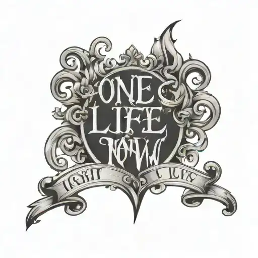 "One Life, Live It, Right Now" gothic text 'IGY6' us tattoo design idea