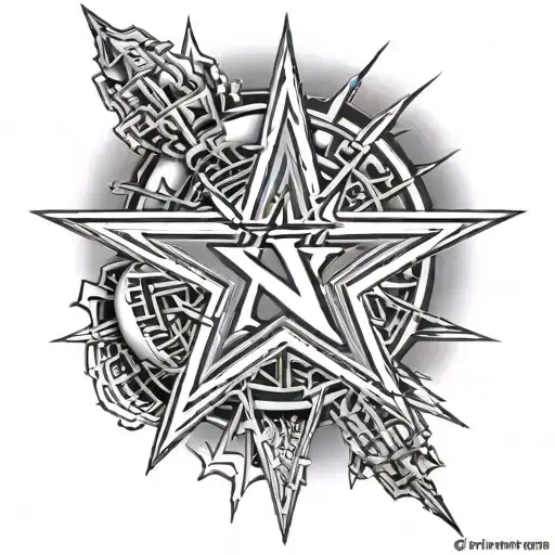 Dallas cowboys ligo with ny Yankees logo and AC/DC band lightning bolt combined  tattoo design idea
