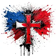 French flag in the background cross of Lorraine Cross Formd tattoo design idea
