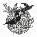 witch knot design incorporating elements tattoo design idea