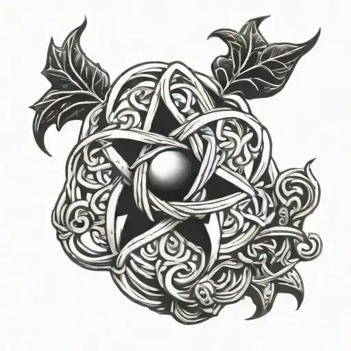 witch knot design incorporating elements tattoo design idea