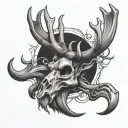 cross antlers and hook tattoo design idea