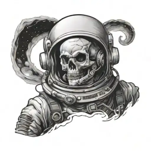 skeleton astronaut helmet tattoo design idea